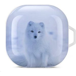 Arctic Fox Oordopjes Hoesje Compatibel met Samsung Hard Shell Beschermhoes Wit-Stijl