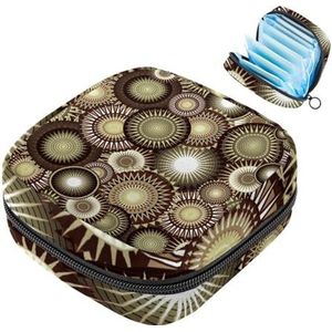 MUOOUM Opbergtas voor maandverband, cirkelvormige tandwielpatroon, menstruatiecup zakje, draagbaar maandverband opbergzakken vrouwelijke menstruatie eerste menstruatie tas voor tienermeisjes vrouwen