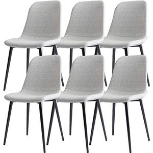 GEIRONV Moderne lederen eetkamerstoel set van 6, thuis slaapkamer balie receptie lounge stoel woonkamer bijzetstoel onderhandeling make-up stoel Eetstoelen (Color : Light Gray)
