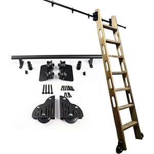 BRJOY Schuifladderkit Rolling Library Ladder Rail Track Heavy Duty Slide Rails |Rolling ladders voor boekenplank magazijnbar kast set mobiele ladder hardwarekit (zonder ladder Size : 400cm Trackkit)