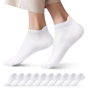 Falechay 10 Paar Sneaker Sokken Heren Dames SportSokken Korte Ademende Katoen Sokken Wit 43-46