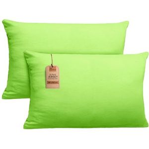 NatureMark 2-pack jersey kussensloop kussenslopen zijslaper nekkussen vele maten en kleuren OEKO-TEX (40 x 60 cm (nekkussen geschikt), appelgroen)