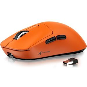 ATTACK SHARK X3 49 g Superlight Gaming Mouse, PixArt PAW3395 Gaming Sensor, Draadloos / Bedraad BT/2,4 G, 26000 DPI, 200 uur batterij, G502, kantoormuis voor Win11/Xbox/PS/Mac (oranje)