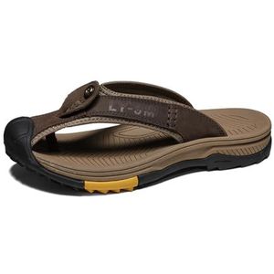 Wandelsandalen voor heren, grote maten, modieus, echt leer, gesloten teen, outdoor, ademend, backpacken, strandschoenen, Saai bruin, 43 EU