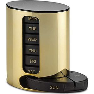 Daily Pill Organizer - (4 keer per dag) stapelbare medicatie Reminder - Premium wekelijkse AM / PM pillendoos met 7 dagelijkse stapelbare trays en geneeskunde organisator voor vitaminen, visolie en supplementen, goud