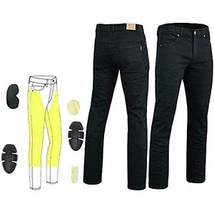 Heren zwarte stretch comfort fit Kevlar gevoerde motorjeans met verwijderbare CE-pantser
