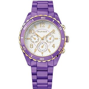 Tommy Hilfiger 1781102 - dameshorloge kwartsuurwerk, siliconen band paars, Violet, Armband