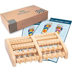 TheraFlow Massager voor voeten, dubbele maat, originele Shiatsu-acupressie, voetboogverlichting, plantaire reflexologieschema, handleiding (mogelijk niet beschikbaar in het Nederlands), hout (XLarge)