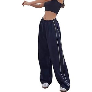 Sawmew Cargobroek voor dames, casual broek met lage taille, vintage Y2k 90's E-Girl wijde broek, joggingbroek, elastische losse wijde broek, jaren 90 E-Girl Streetwear (kleur: blauw, maat: S)