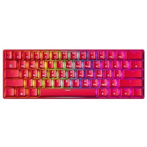 GK61 Mechanisch Gaming-toetsenbord - 61 toetsen Multi Color RGB Verlichte LED Backlit Bedraad Programmeerbaar voor PC/Mac-gamer (Gateron Optisch Zilver, Rood)