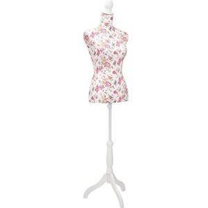 vidaXL-Etalagepop-torso-vrouw-katoen-wit-met-rozenprint