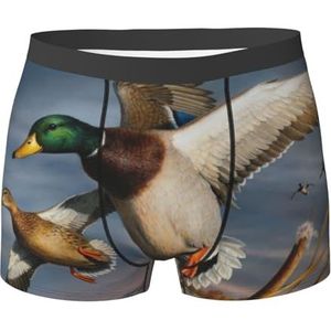 ALLiYa Rode paraplu Heren Platte Hoek Ondergoed (Meerzijdig) Leggings Mannen Elastische Platte Hoek Shorts, Mallard Eend, S