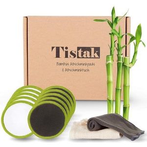 TISTAK [Set van 10] make-uppads, wasbaar, incl. make-updoekje en waszak, pluizige zachte en herbruikbare wattenschijfjes van de fijnste bamboevezel, voor milieubewuste vrouwen
