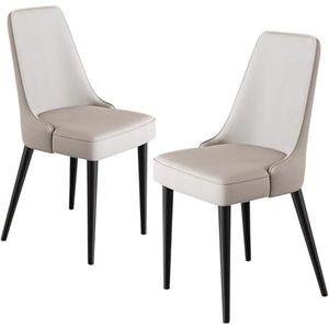 JLVAWIN Maaltijdstoelen set van 2 eetkamerstoelen, PU-lederen eetkamerstoelen met hoge rug, keukenstoel vrijetijdsstoelen (lichtgrijs)