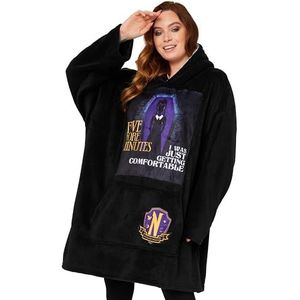 Wednesday Deken Hoodie Vrouwen Tieners Oversized Fleece Hoodies voor Vrouwen Sherpa One Size Draagbare Deken Geschenken voor Haar (Zwart/Paars)