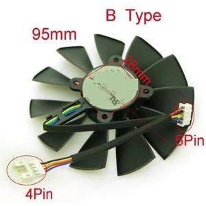 T129215SU 12V 0.5A 95mm Video Card Fan For ASUS GTX780 GTX780TI R9 280 290 280X 290X Graphics Cooling(T129215SU-B)