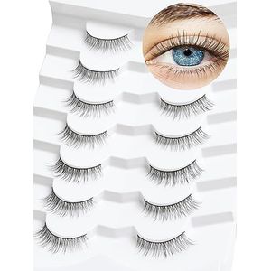 Wimpers Wispy Natuurlijke Kattenwimpers 15 mm Valse Wimpers Wispy Wispy Wimpers 3D Volume Strip Wimpers Dunne Katoenen Band Zachte Nep Wimpers Nertsen Wimpers Pack 7 paar