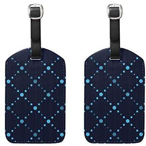 Bagagelabels,Geometrisch Blauw Patroon Met Dots Print Bagageras Tags Reislabels Koffer Accessoires 2 Stuks Set