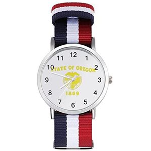 Vlag van Oregon State Automatisch Horloge voor Mannen Vrouwen Mode Quartz Horloge Armband Polshorloge voor Thuiskantoor