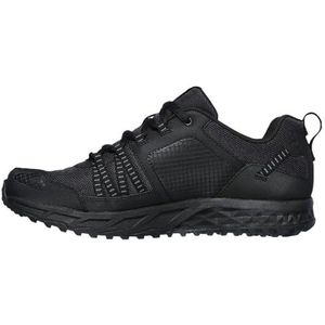 Skechers Escape Plan Sneaker voor heren, zwart, zwart leer, mesh-afwerking, Bbk, 45.5 EU