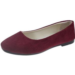 Rojeam Dames Schoenen Ballerina Flats Pompen Ballet Flat Slip-on Ballerina Pompen Schoenen Dames Loafers Wijn Rood 36 EU