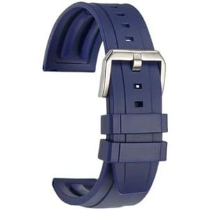 20mm 22mm for IWC for Portugal for Pilot for Spitfire Mark 18 for IW328201 for IW377709 Siliconen horlogeband Quick Release Mannen Rubber Horlogeband (Color : Blue-steel pin, Size : 20mm)