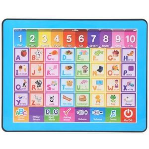 Fdit Socialme-EU tablet, educatief tablet, elektronisch speelgoed voor kinderen, babyspeelgoed, wetende letters, cijfers, blauw (zonder batterij)