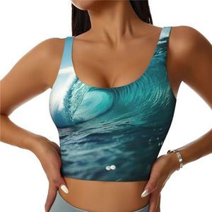 Oceaan Groene Golf Surf Print Casual Wear Vrouwen Sport Vest Yoga Vest Workout Vest Voor Vrouwen Lichtgewicht Trendy, Zwart, S