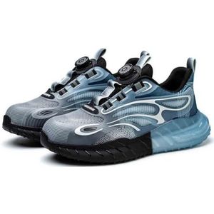 Work Safety Shoes for Men and Women, Impact-Resistant and Puncture-Resistant Labour Insurance Shoes, Durable Popcorn Sole Protection Footwear, Steel-Toed Adventure Sneakers(Blue,EU 38)