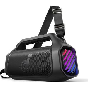 soundcore Boom 2 Plus van Anker, buitenluidspreker, 140 W, 2+2 kanalen, BassUp 2.0, 20H speeltijd, snel opladen, IPX7 waterdicht, RGB-verlichting, powerbank, Bluetooth 5.3, draagbaar voor buiten