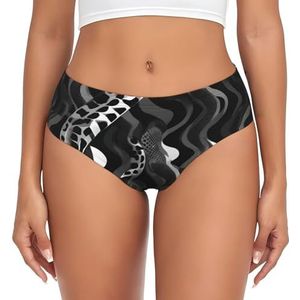 GUOLGP Zwart Wit Slang Huid Patroon Print Vrouwen Huidvriendelijke Slips Zacht Ademend Ondergoed Volledige Dekking Dagelijks Dragen, Zwart, XS