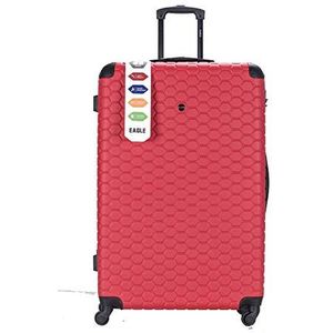 Luggage Hard Shell Case ABS Reizen Koffer 4 Wiel Spinner Trolley Bagage Tas Combinatie Lock 4 Hoek Swivel Wielen, Rood, 32 Inch 88 x 57 x 31.5cm, 135L, 5.2 Kg