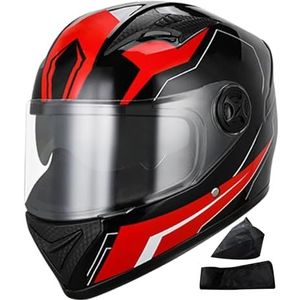 Motorhelmen voor heren, Helmen voor volwassenen Motor, Winterfietshelmen, Beschermend volledig gezicht met winterwarme nekdoek en zonneklep voor elektrische scooters, motorfietsen Honhoha