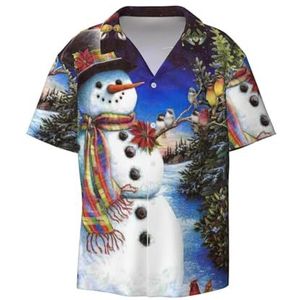 TyEdee Snow Girl Birds Kerstboom Print Heren Korte Mouw Jurk Shirts met Pocket Casual Button Down Shirts Business Shirt, Zwart, S