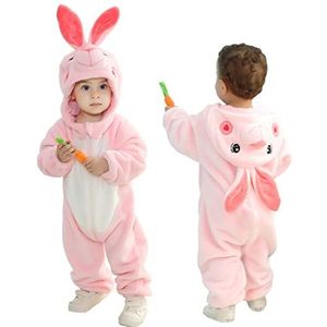 Doladola baby rompertje Dier Hooded Jumpsuits Baby Outfit, Comfortabele Pyjama, baby outfit voor Halloween en Thuis(konijn, 6-12 maanden)