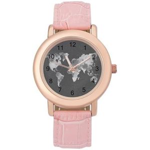 Zwart En Wit Retro Wereldkaart Horloges Voor Vrouwen Mode Sport Horloge Vrouwen Lederen Horloge