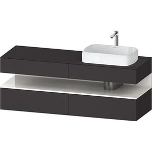 Duravit Qatego console badmeubel, 2 uitschuifelementen, 2 laden, uitsparing rechts, 1600x550x600mm, nis wit hoogglans, QA4778022, Kleur: grafietmetaal