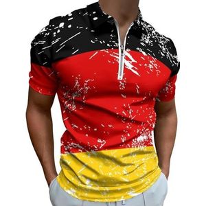 Duitsland Retro Vlag Half Zip-up Polo Shirts Voor Mannen Slim Fit Korte Mouw T-shirt Sneldrogende Golf Tops Tees 5XL