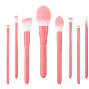 Kwastenset Professionele Make-upkwastenset 8 Stuks For Ogen En Gezichtscontourkwasten Met Zachte Haren Houten Handvat Make-Up Borstel Set(Pink)