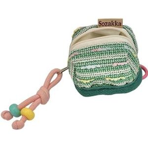 Shell Vorm Cosmetische Tas Draagbare Make-up Organisatoren Geborduurde Katoen Esthetische Ritszakken Voor Reizen Gebruik Sieraden Opbergtas, Groen