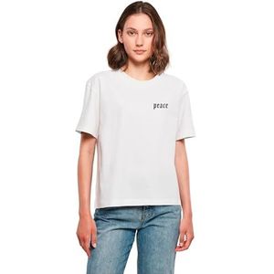 Miss Tee Dames T-shirt Girls Peace Hand Tee, casual T-shirt met opdruk, oversized fit, katoen, maten XS - 5XL, wit, XXL