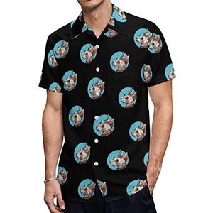 Sphinx Kat Hoofd Heren Hawaiiaanse Shirts Korte Mouw Casual Shirt Button Down Vakantie Strand Shirts 4XL
