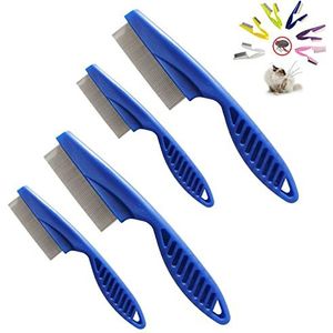 Magic Pet Comb, Huisdier Haar Kam Vlooien en Scheur Vlekken Verwijderen, Magic Pet Comb Hond, Vlooienkam voor honden en katten, Scheurvlek kam voor kleine huisdieren (2 paar, blauw)