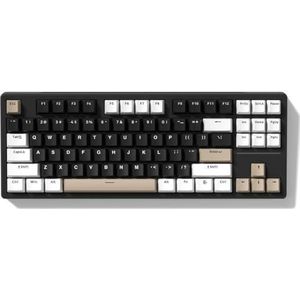 QPSJXN Draadloze 75% TKL mechanische gaming-toetsenbordafdichting Hot Swap RGB backstreuit compatibel met Windows en meer dan 2,4 GHz Bluetooth USB-C (zwart)