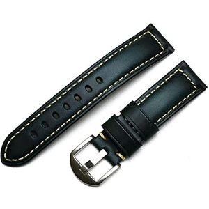 20mm 22mm 24mm 26mm handgemaakte Italiaanse bruine zwarte blauwe vintage lederen horlogeband band Compatibel met Panerai Huawei Mannen horlogeband (Color : Blue, Size : 24mm)