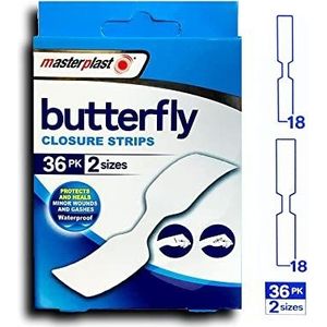 Masterplast Butterfly Snelsluitstrips, wit, 36 stuks
