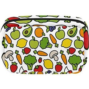 Kleurrijke Fruit en Groenten Patroon Cosmetische Rits Pouch Make-up Tas Reizen Waterdichte Toilettassen Voor Vrouwen, Meerkleurig, 17.5x7x10.5cm/6.9x4.1x2.8in