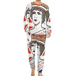 Queen of the UK Herenpyjama, loungewear, lange mouwen, bovendeel en broek, 2-delige nachtkleding