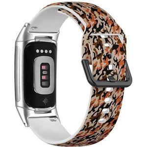 RYANUKA Sport-zachte band compatibel met Fitbit Charge 5 / Fitbit Charge 6 (Camouflage Modern) siliconen armband accessoire, Siliconen, Geen edelsteen