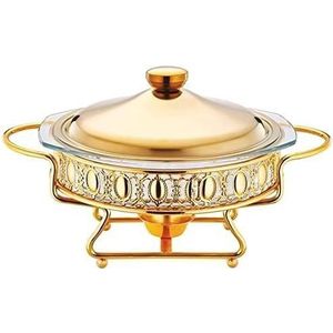 Chef Chafing Dish Buffetset, RVS Chafer en Buffet Warmers Sets, Catering Buffet Hot Pot Outdoor Picknick Huishouden,2L (Color : Gold)
